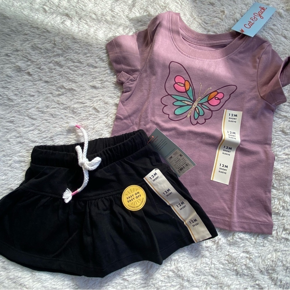 Kid’s butterfly top & black skort